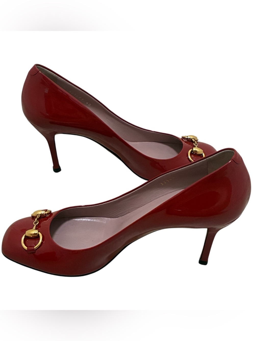 Gucci Red Patent Leather Classic Gold Horsebit Closed Toe Pump Heel Size US 10 - Picture 3 of 15